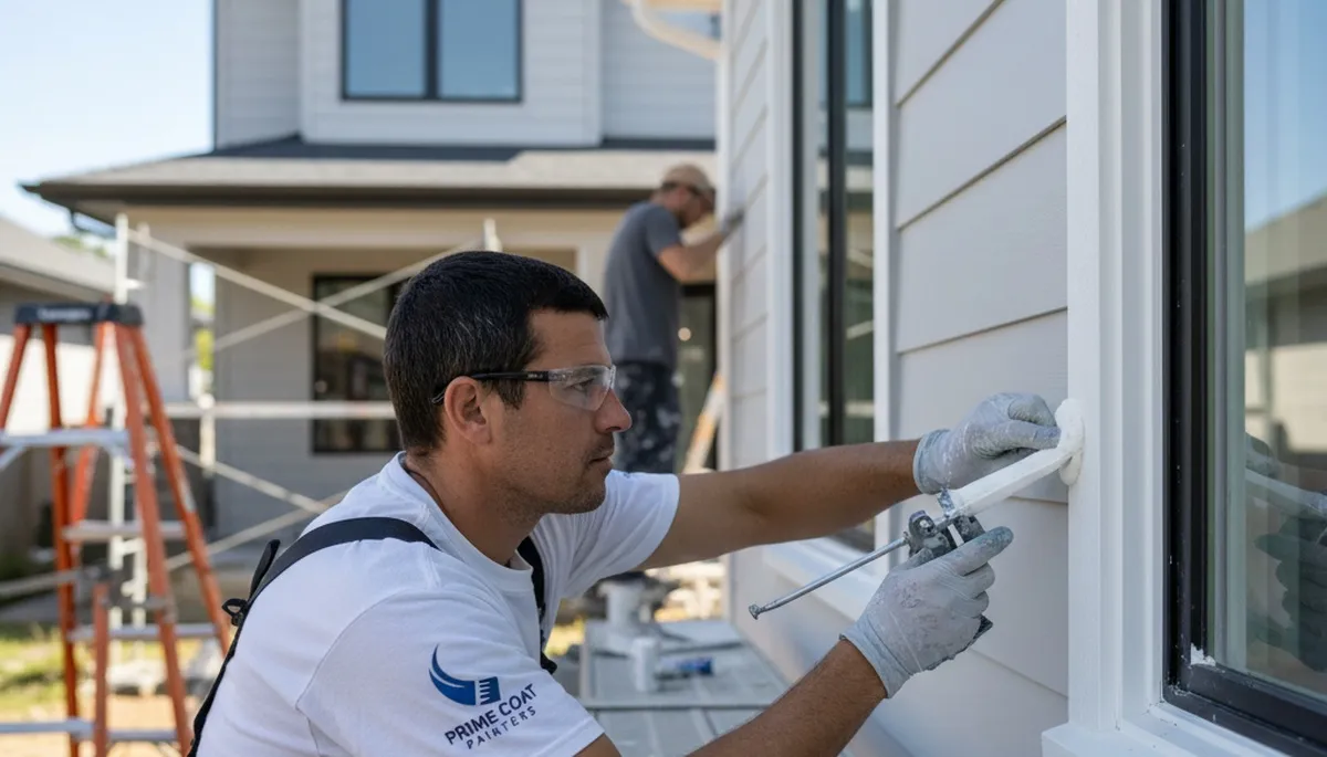 Professional caulking and sealing on Dayton OH home exterior for moisture and weather protection
