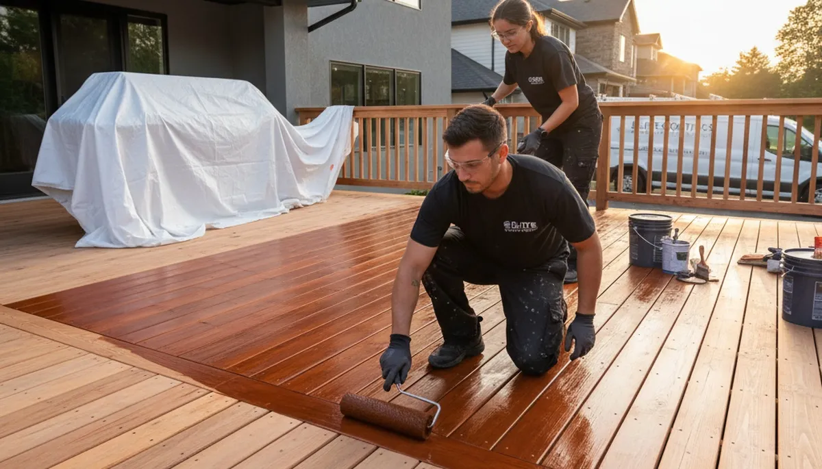 Professional deck staining and wood restoration in Dayton, OH by expert house painters