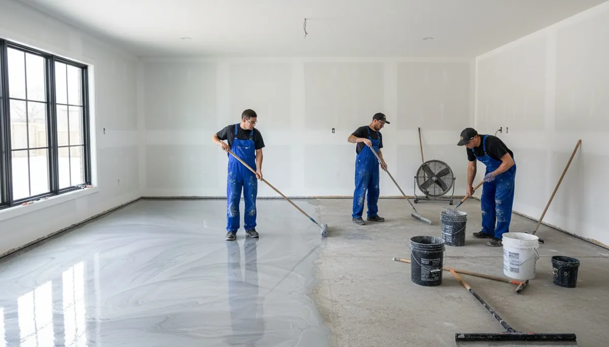 Professional epoxy garage floor coating in Dayton, OH for durable, moisture-resistant finish