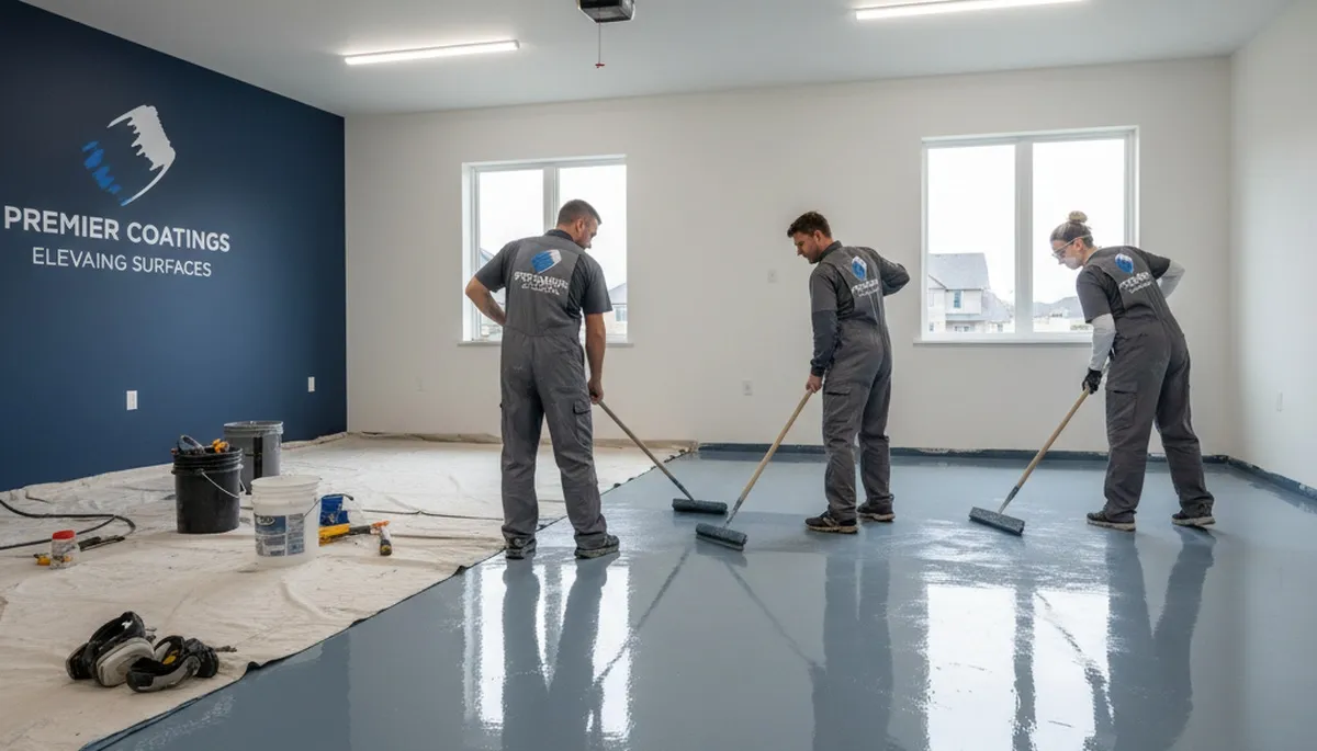 Professional epoxy garage floor coating in Dayton OH with durable, glossy finish and moisture protection