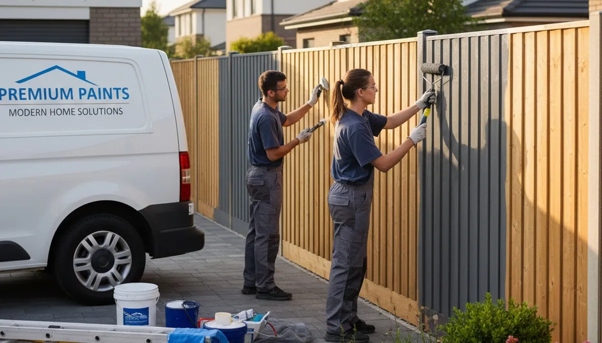 Professional fence painting service in Dayton, OH by local house painters protecting wood surfaces
