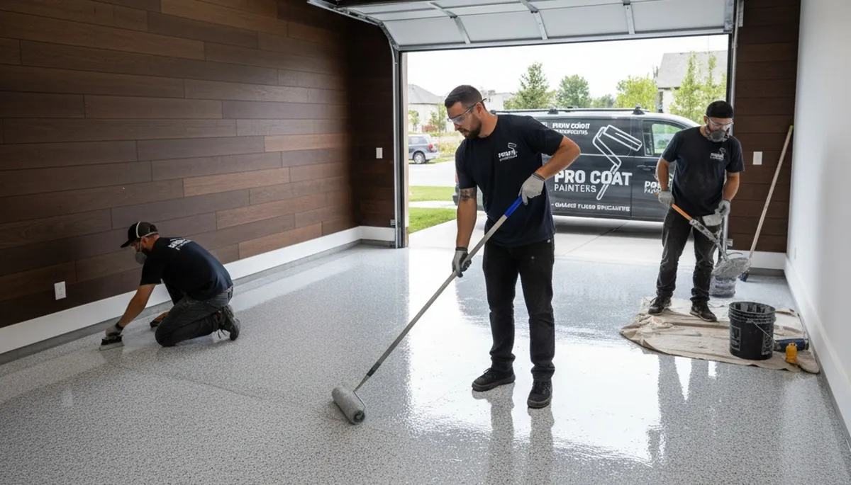 Professional garage floor epoxy coating in Dayton, OH for durable, slip-resistant surface finish