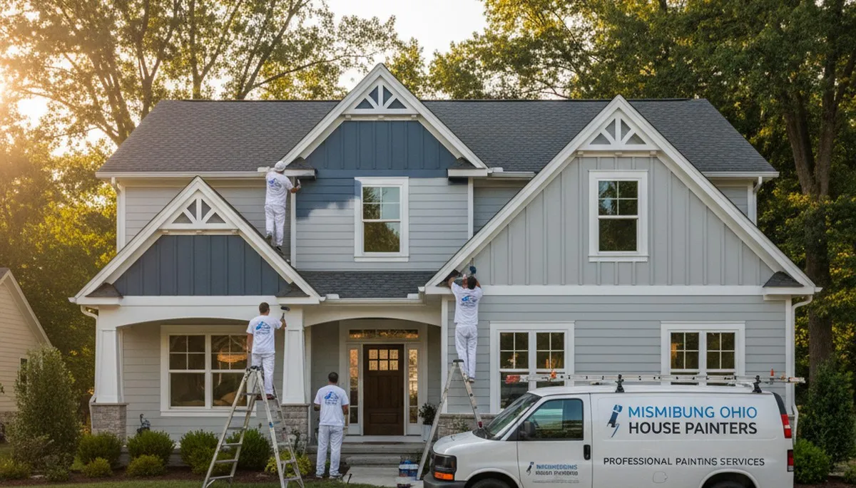Professional house painters working on residential exterior in Dayton, OH