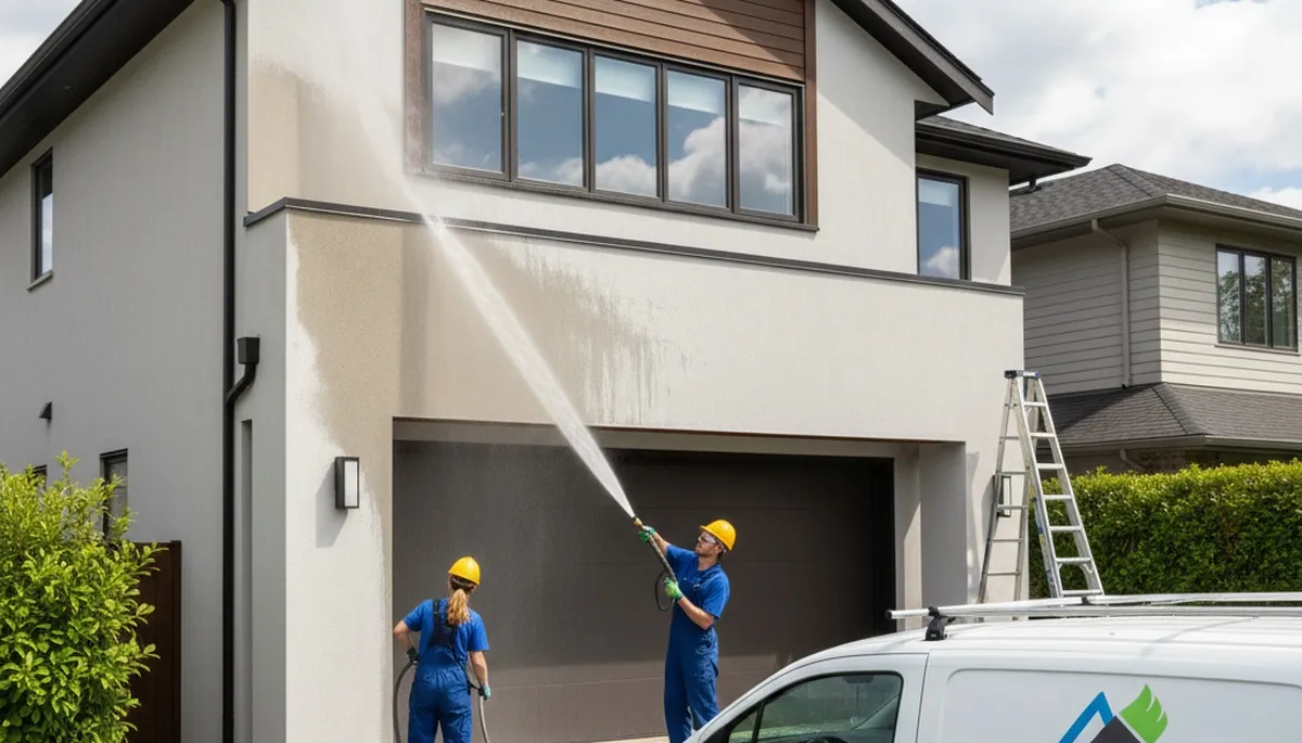 Professional pressure cleaning service washing home siding in Dayton, OH