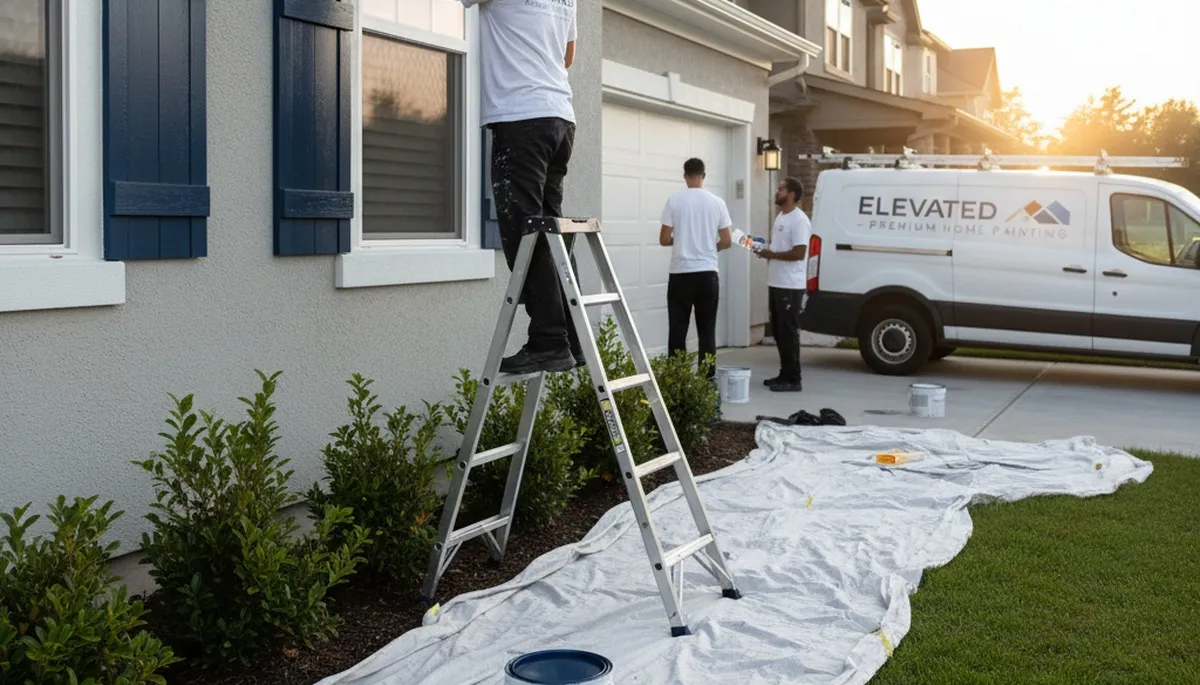 Professional shutter painting on a Dayton, OH home exterior by expert house painters