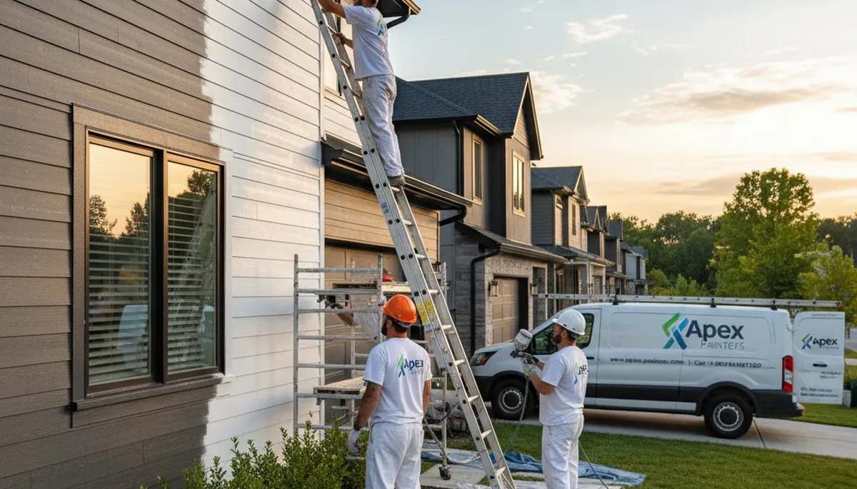 Professional siding painting on a Dayton, OH home by expert local house painters