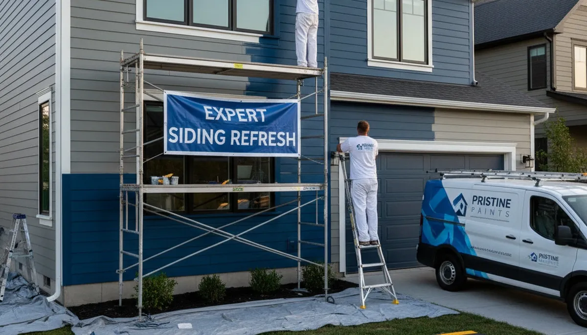 Professional siding painting on a Dayton, OH home by expert house painters for lasting curb appeal