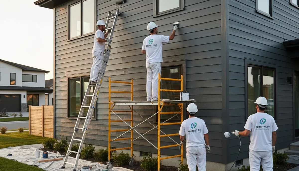 Professional siding painting on a Dayton, OH home by local house painting experts