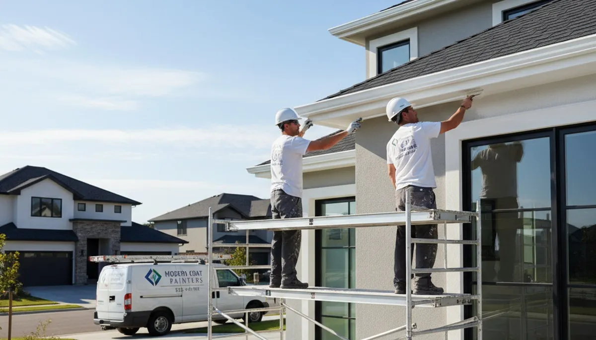 Professional trim and fascia painting on Dayton OH home exterior by expert house painters
