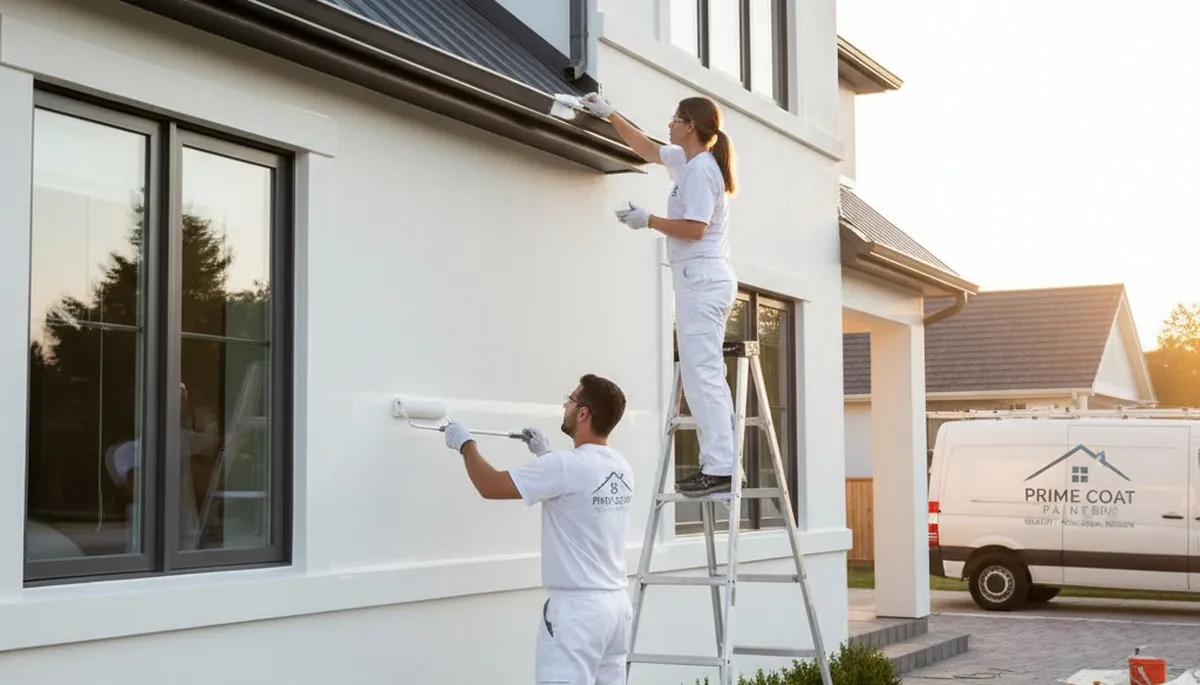 Professional trim and fascia painting on a Dayton, OH home exterior by expert local painters