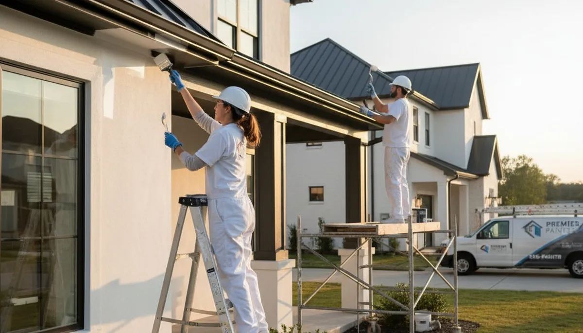 Professional trim and fascia painting on Dayton, OH home exterior by local house painting experts